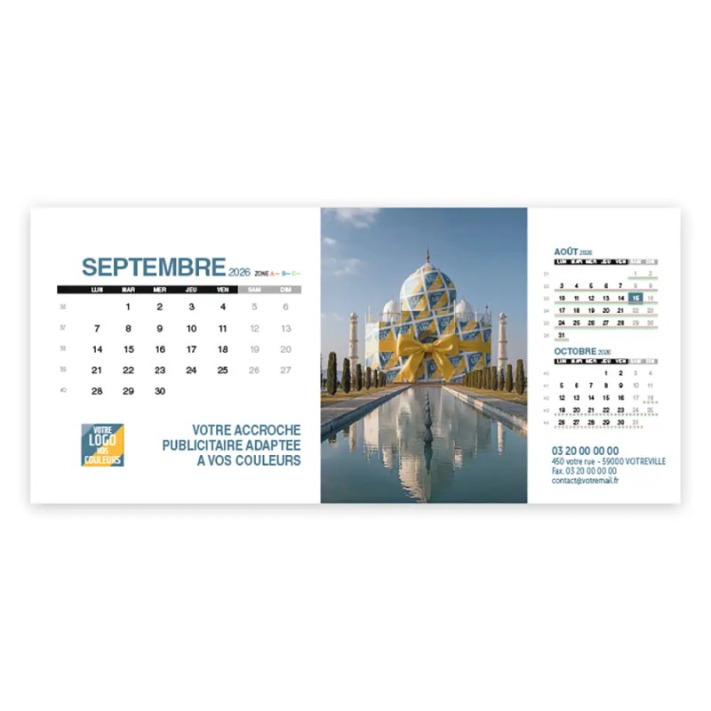 Calendrier chevalet support de téléphone Supra (24x11cm)  - Logo intégré Emballage