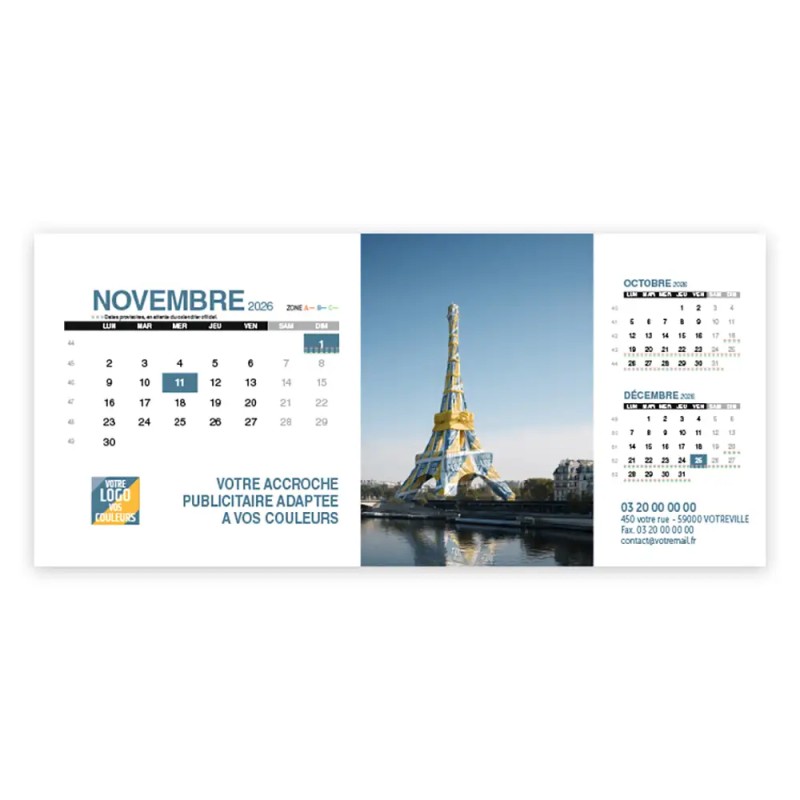 Calendrier chevalet support de téléphone Supra (24x11cm)  - Logo intégré Emballage