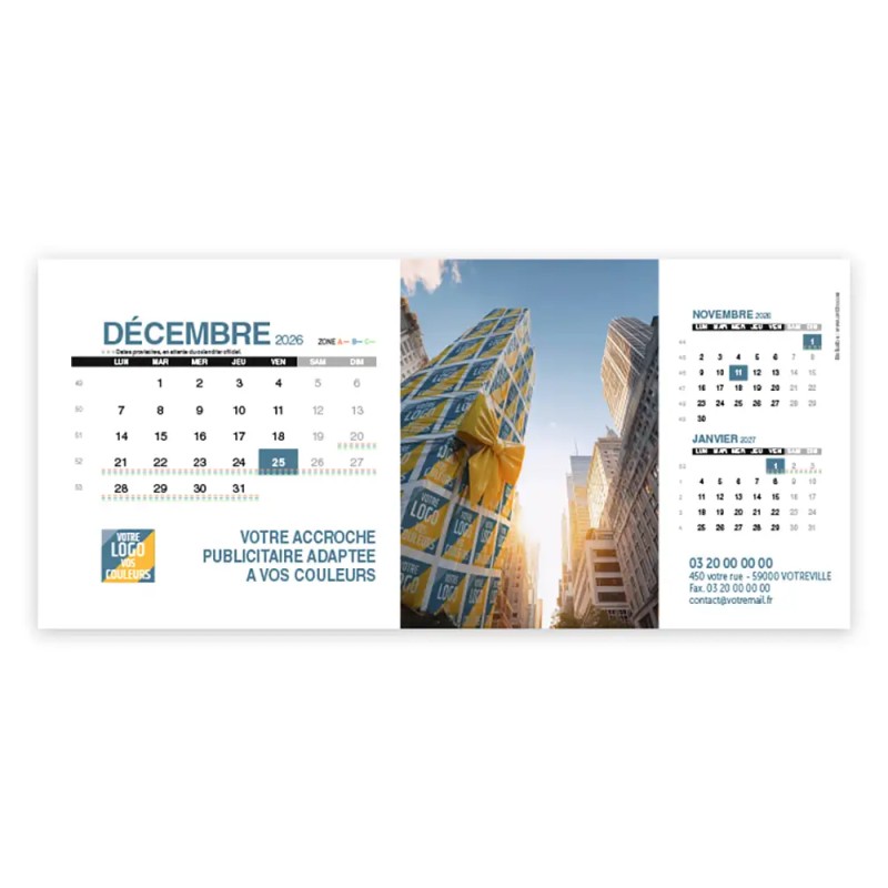 Calendrier chevalet support de téléphone Supra (24x11cm)  - Logo intégré Emballage