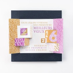 Carte de vœux personnalisée découpe pop up cadre bleu