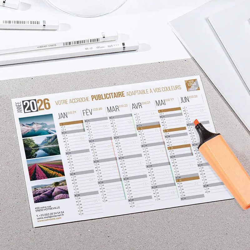 Calendrier bancaire A5 souple personnalisé - Classique