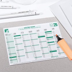 Calendrier bancaire A5 souple personnalisé - 14 mois