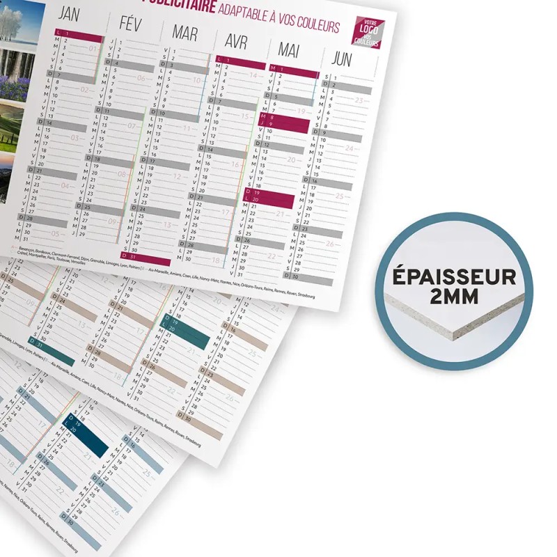 Calendrier bancaire A4 rigide personnalisé - Classique