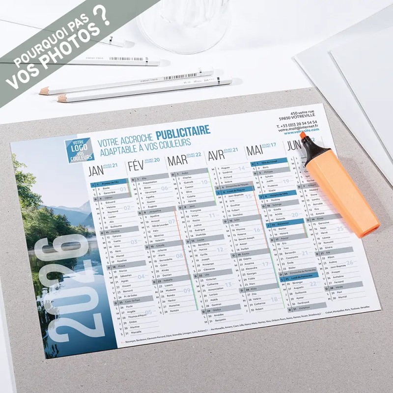 Calendrier bancaire A4 souple personnalisé - Grand visuel