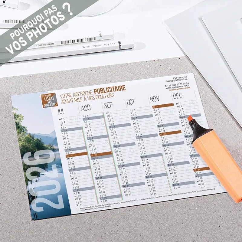 Calendrier bancaire A5 souple personnalisé - Grand visuel