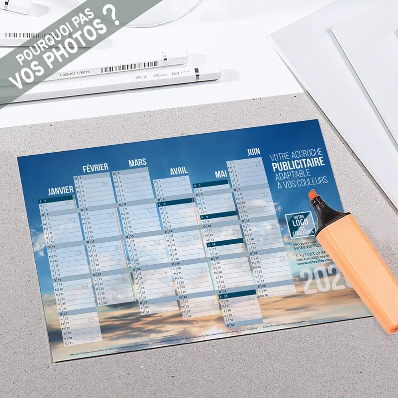 Calendrier bancaire A5 souple personnalisé - Spacieux