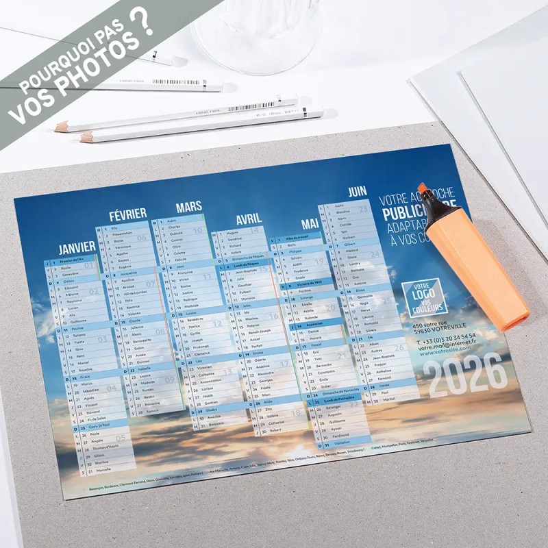 Calendrier bancaire A4 souple personnalisé - Spacieux