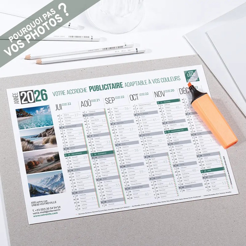 Calendrier bancaire A4 souple personnalisé - Classique