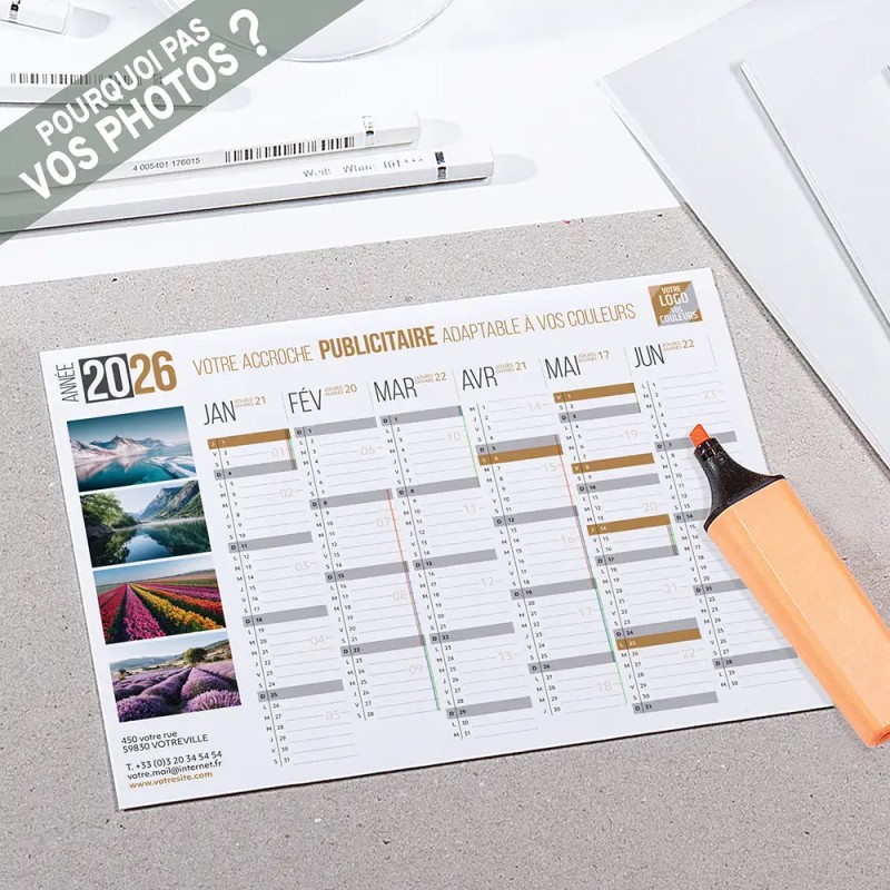 Calendrier bancaire A5 souple personnalisé - Classique