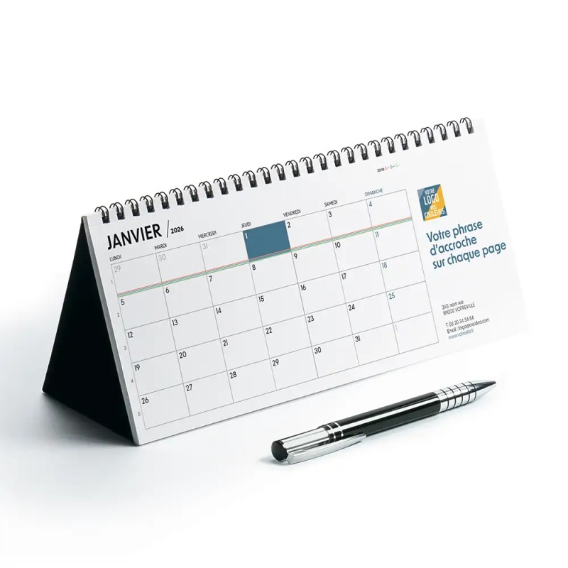 Calendrier chevalet horizontal (23x10 cm) personnalisé - Villages de France