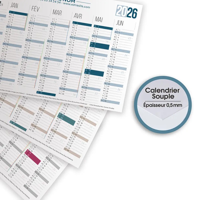 Calendrier bancaire A5 souple personnalisé - 14 mois