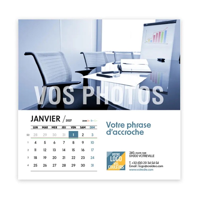 Calendrier chevalet carré (15x15 cm) personnalisé - Vos photos