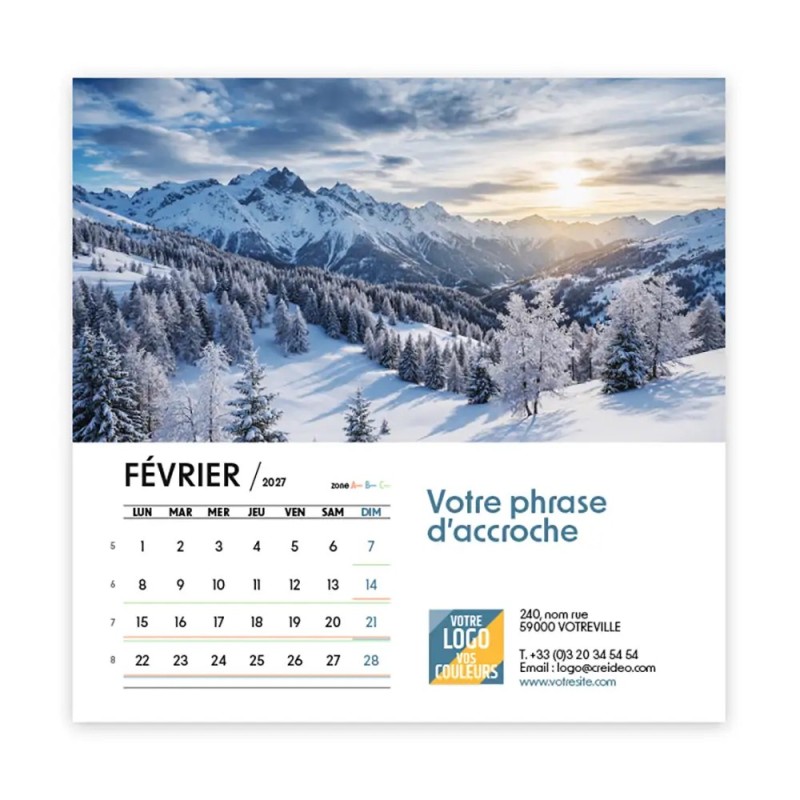 Calendrier chevalet carré (15x15 cm) personnalisé - Nature