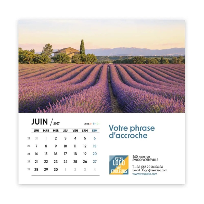 Calendrier chevalet carré (15x15 cm) personnalisé - Nature
