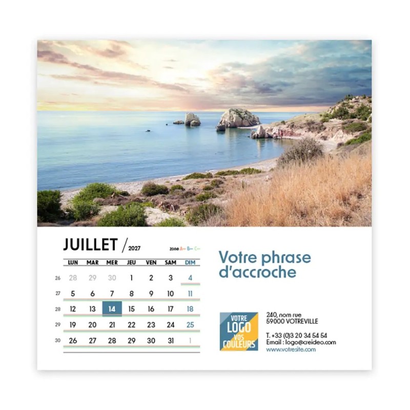 Calendrier chevalet carré (15x15 cm) personnalisé - Nature