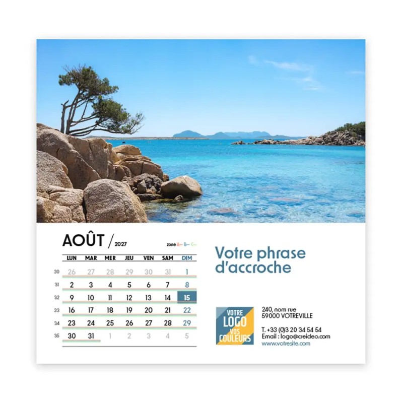 Calendrier chevalet carré (15x15 cm) personnalisé - Nature
