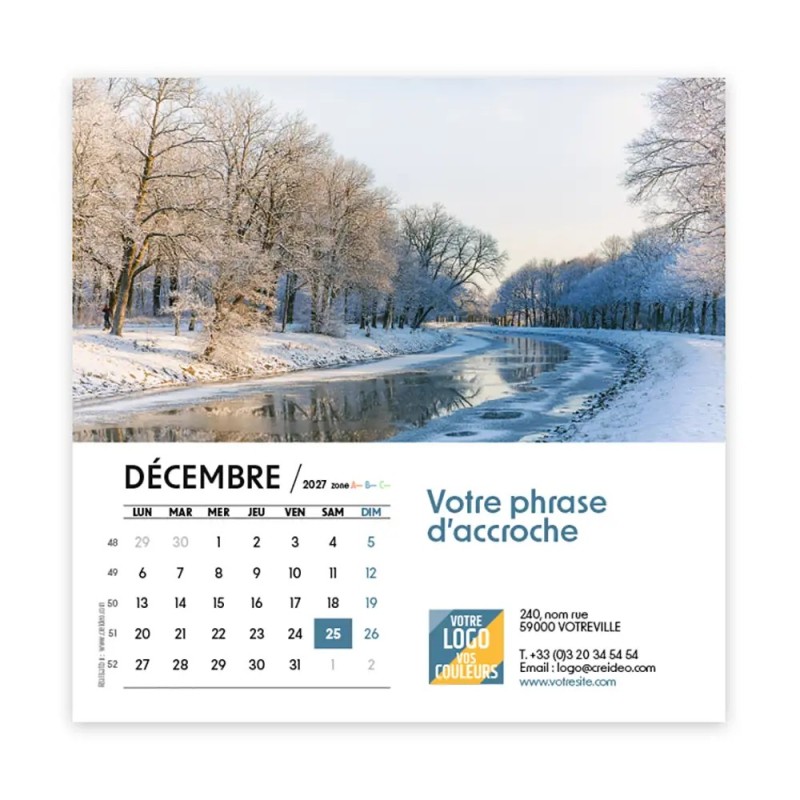 Calendrier chevalet carré (15x15 cm) personnalisé - Nature