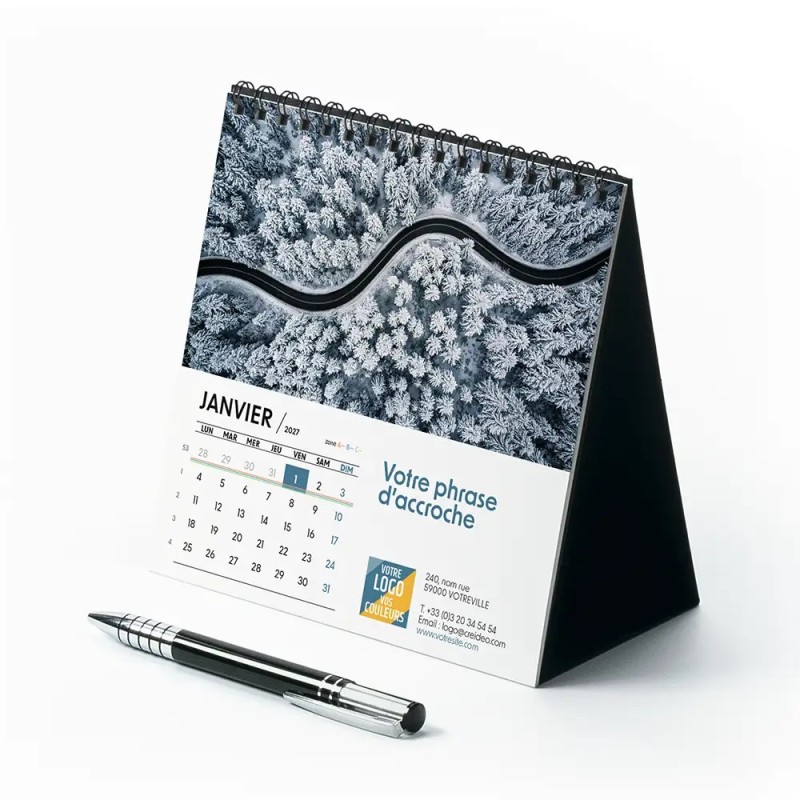 Calendrier chevalet carré (15x15 cm) personnalisé - Vue du ciel
