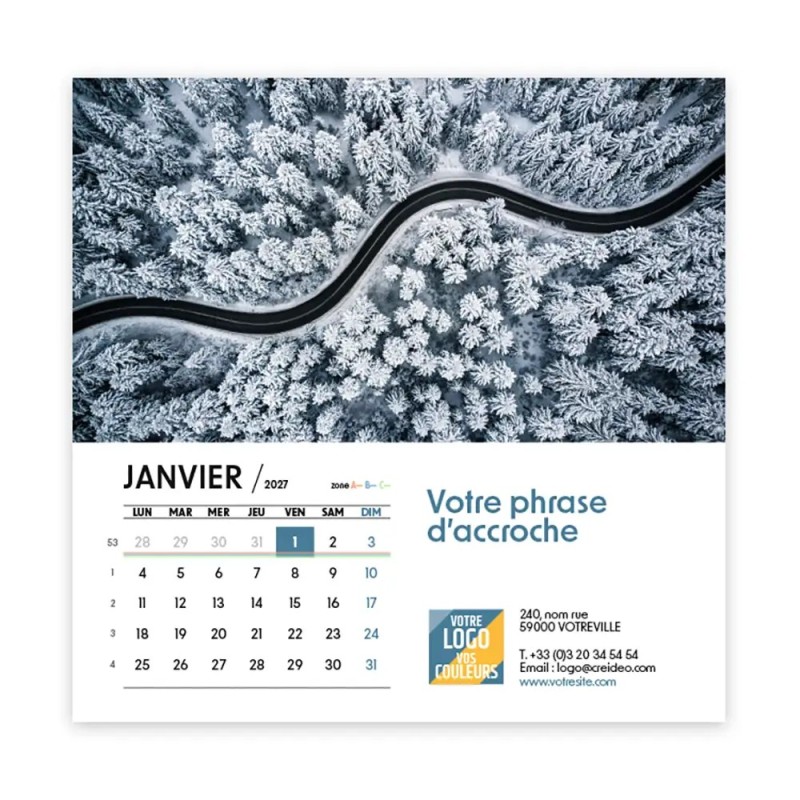Calendrier chevalet carré (15x15 cm) personnalisé - Vue du ciel