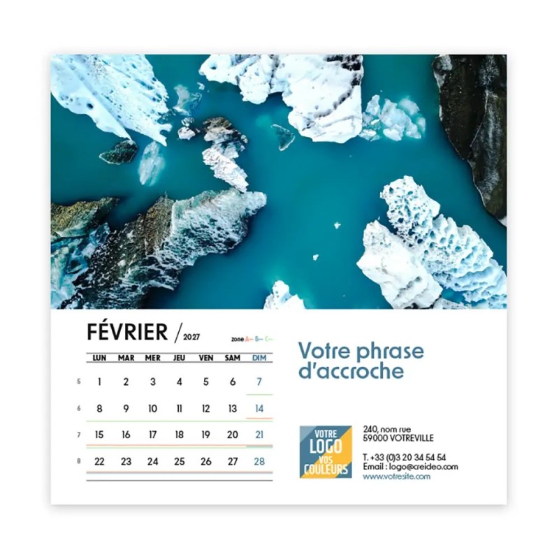 Calendrier chevalet carré (15x15 cm) personnalisé - Vue du ciel