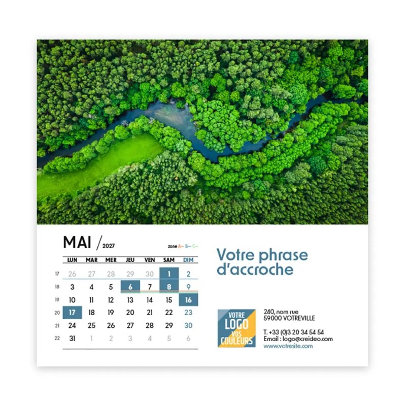 Calendrier chevalet carré (15x15 cm) personnalisé - Vue du ciel