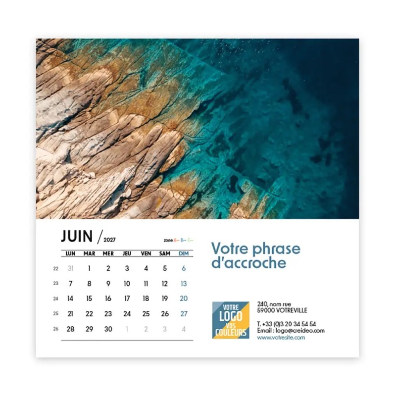 Calendrier chevalet carré (15x15 cm) personnalisé - Vue du ciel