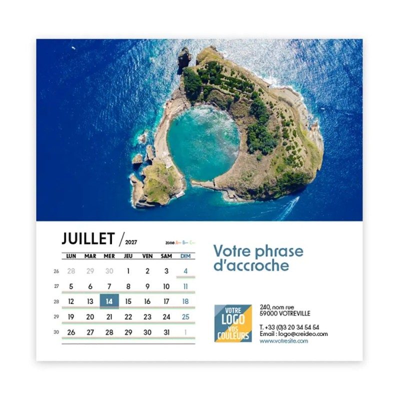 Calendrier chevalet carré (15x15 cm) personnalisé - Vue du ciel
