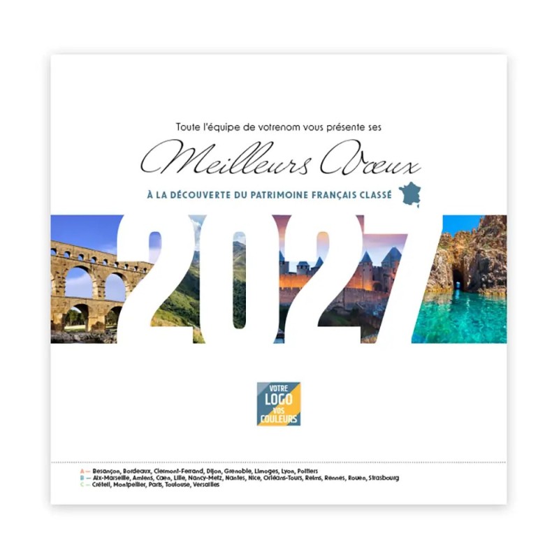Calendrier chevalet carré (15x15 cm) personnalisé - Patrimoine France