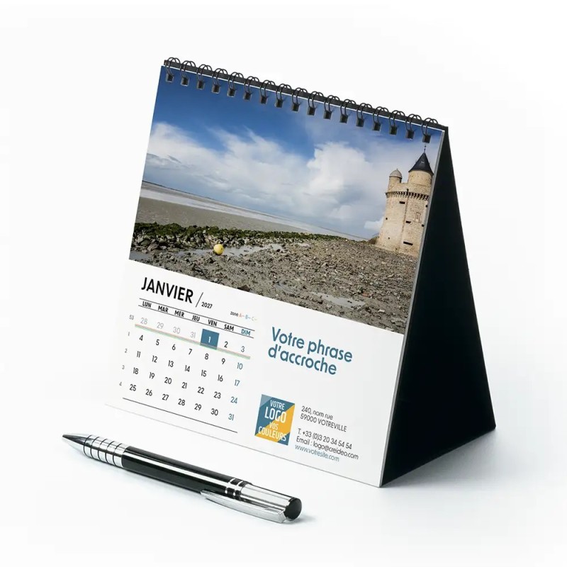 Calendrier chevalet carré (15x15 cm) personnalisé - Littoral