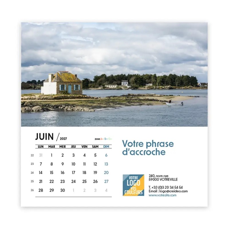 Calendrier chevalet carré (15x15 cm) personnalisé - Littoral
