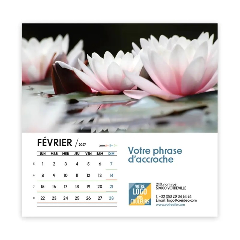 Calendrier chevalet carré (15x15 cm) personnalisé - Zoom Nature