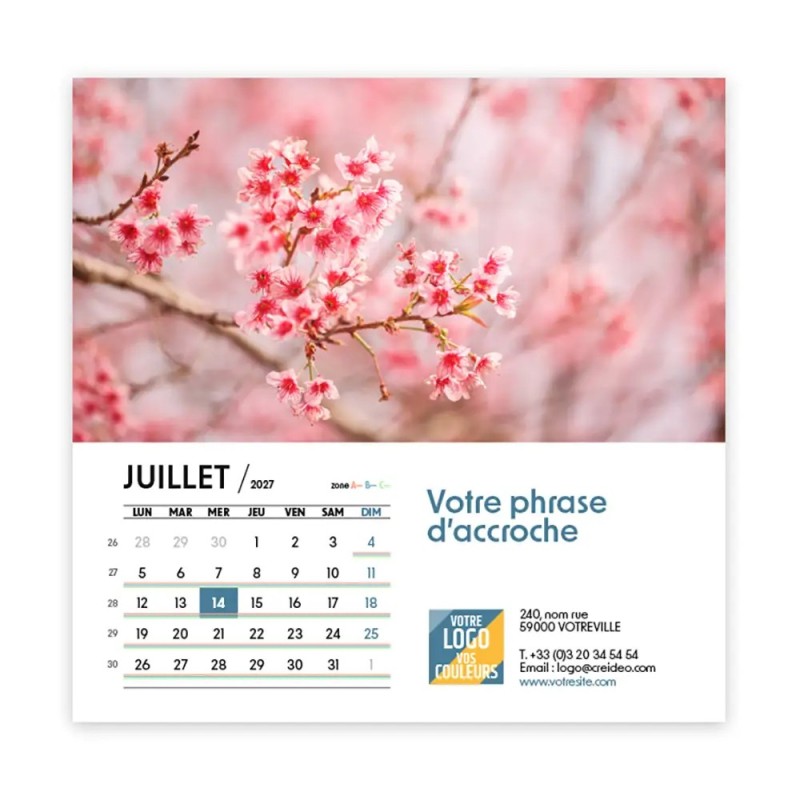 Calendrier chevalet carré (15x15 cm) personnalisé - Zoom Nature