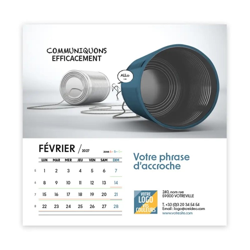 Calendrier chevalet carré (15x15 cm) personnalisé - Business