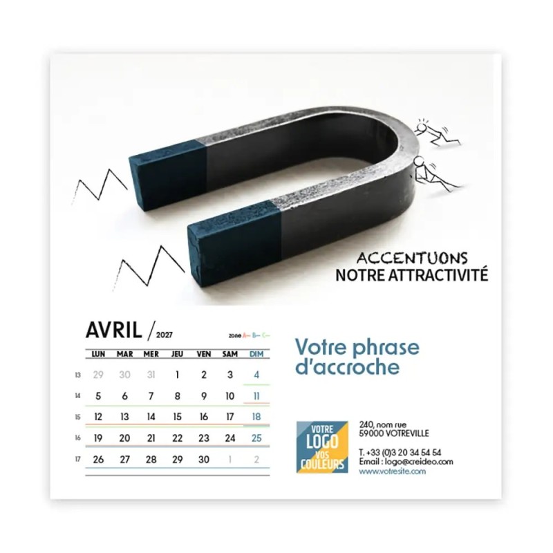 Calendrier chevalet carré (15x15 cm) personnalisé - Business