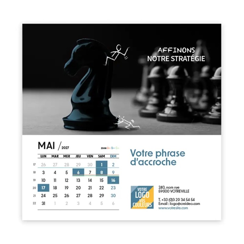 Calendrier chevalet carré (15x15 cm) personnalisé - Business