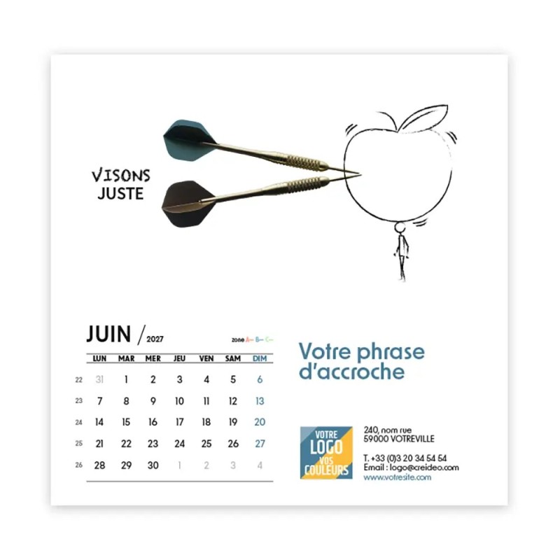 Calendrier chevalet carré (15x15 cm) personnalisé - Business
