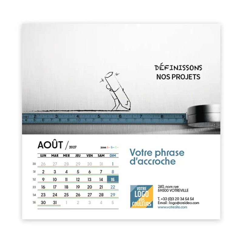 Calendrier chevalet carré (15x15 cm) personnalisé - Business