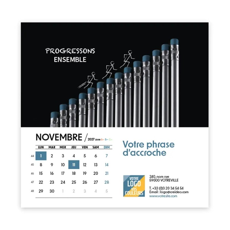 Calendrier chevalet carré (15x15 cm) personnalisé - Business