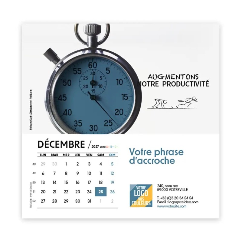 Calendrier chevalet carré (15x15 cm) personnalisé - Business