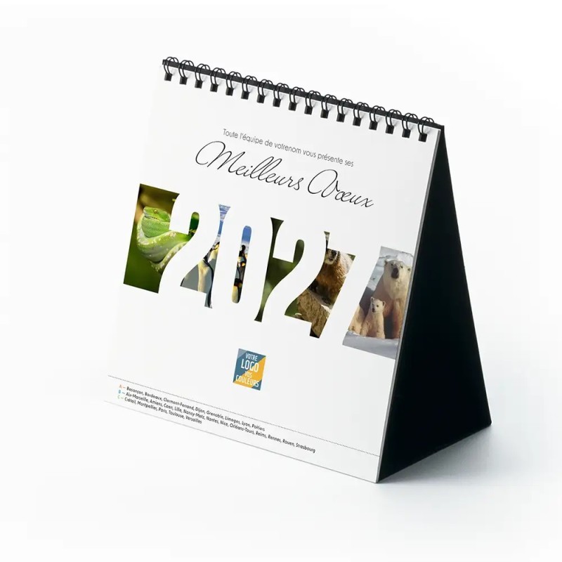 Calendrier chevalet carré (15x15 cm) personnalisé - Faune