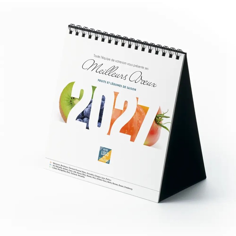 Calendrier chevalet carré (15x15 cm) personnalisé - Fruits et légumes