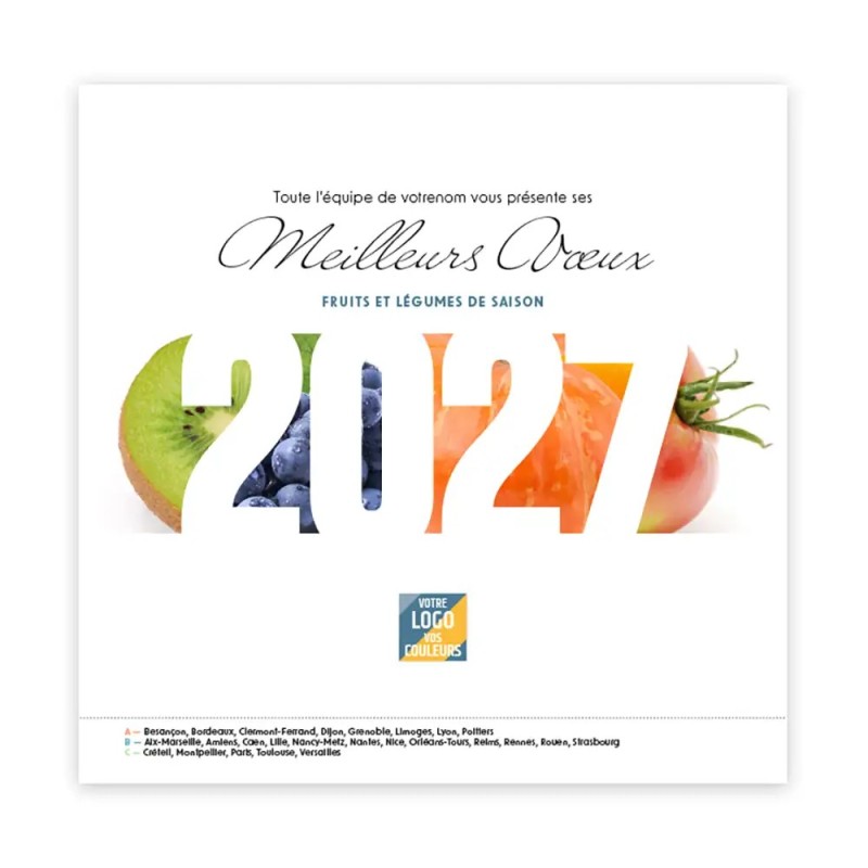 Calendrier chevalet carré (15x15 cm) personnalisé - Fruits et légumes