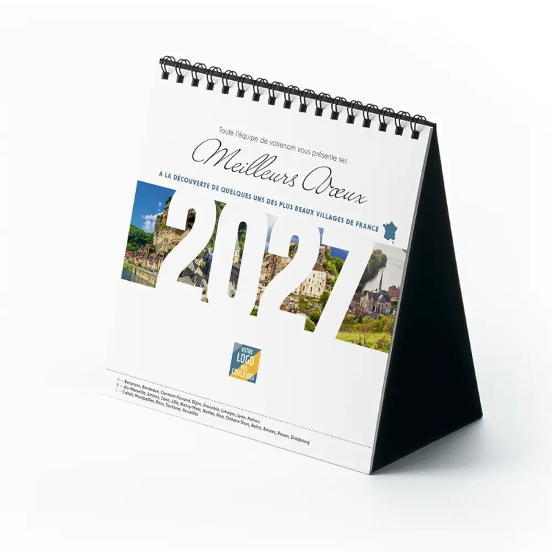 Calendrier chevalet carré (15x15 cm) personnalisé - Villages de France