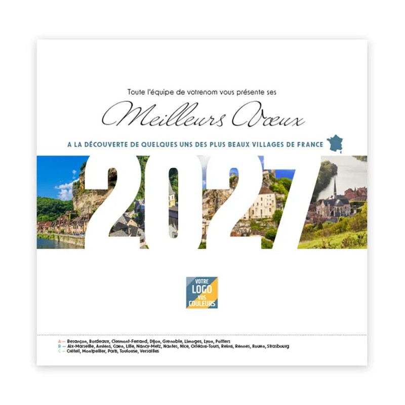 Calendrier chevalet carré (15x15 cm) personnalisé - Villages de France