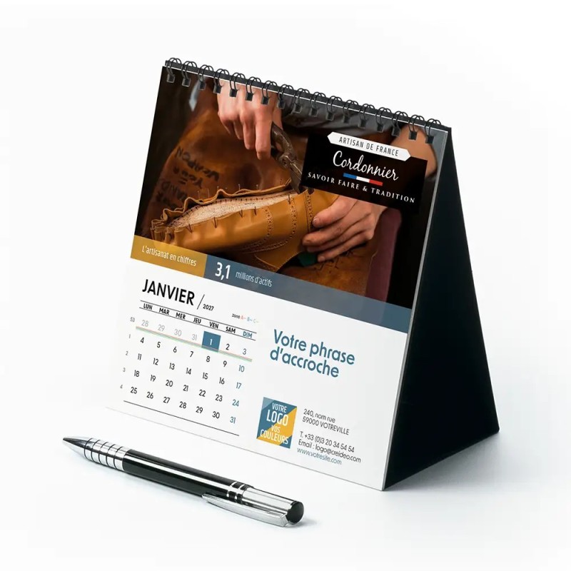 Calendrier chevalet carré (15x15 cm) personnalisé - Artisans