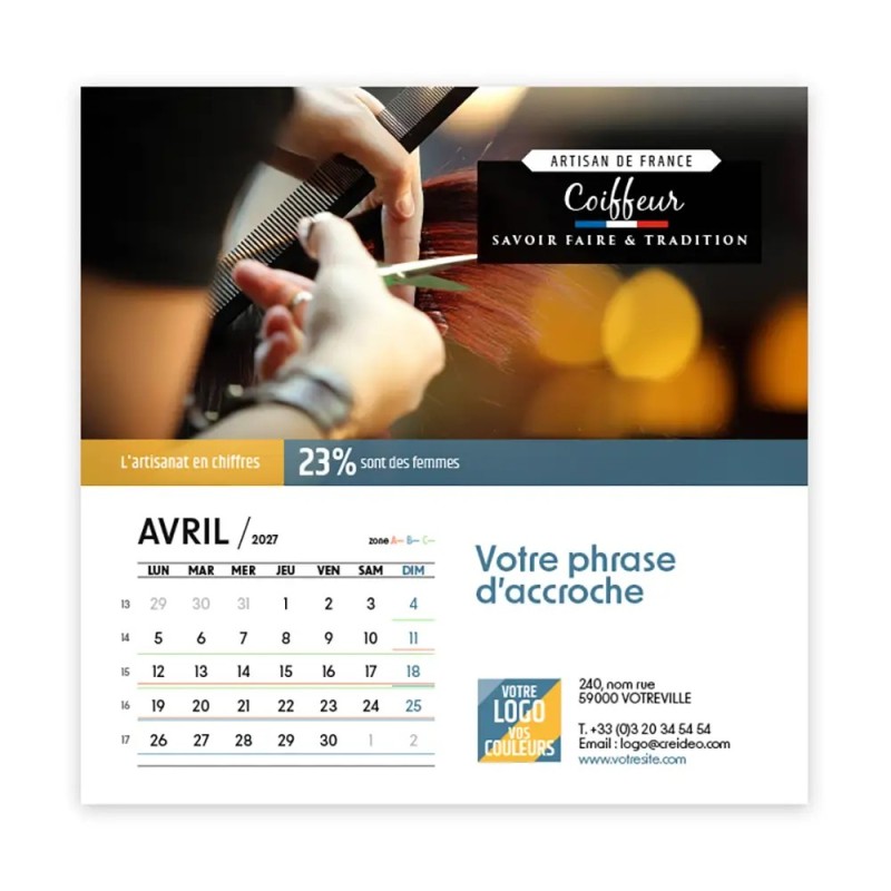Calendrier chevalet carré (15x15 cm) personnalisé - Artisans