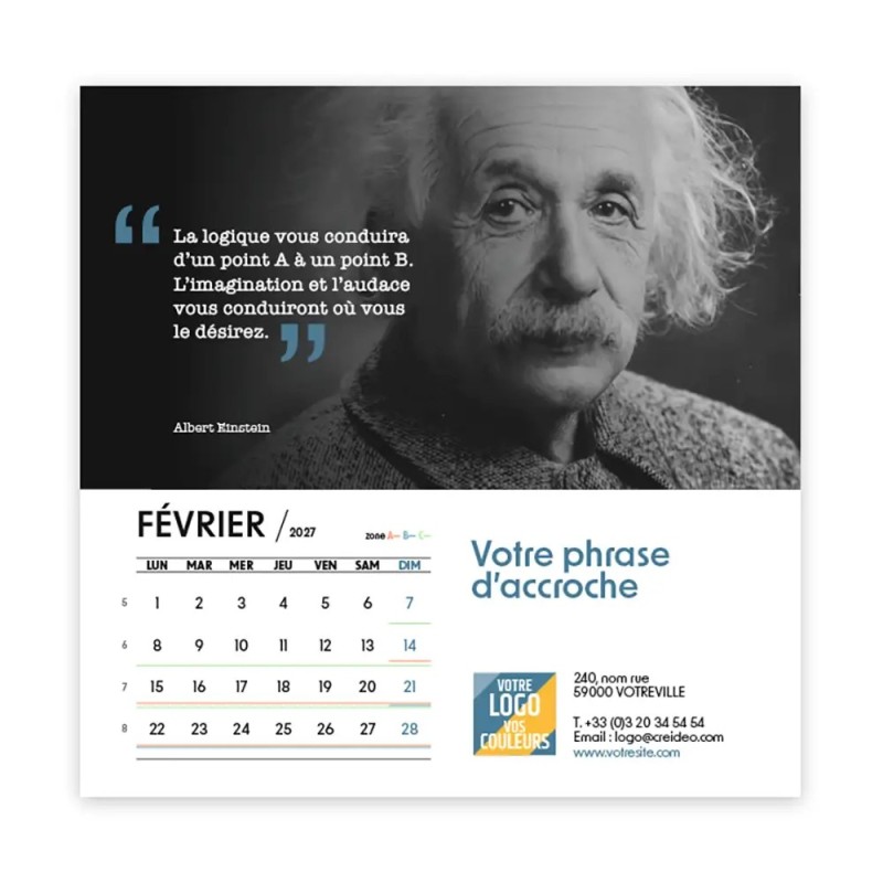 Calendrier chevalet carré (15x15 cm) personnalisé - Citations 2