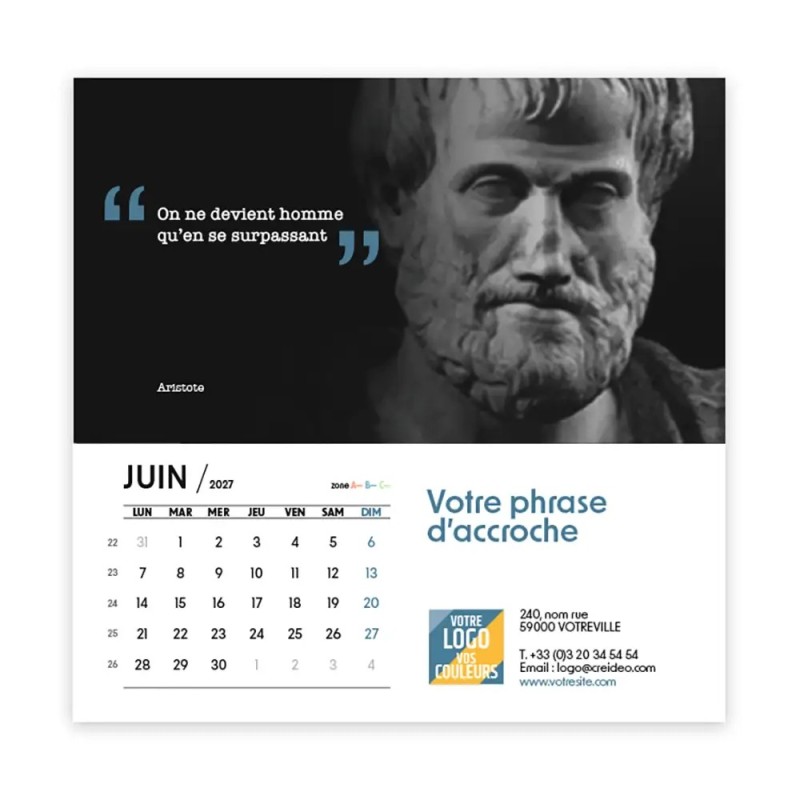 Calendrier chevalet carré (15x15 cm) personnalisé - Citations 2