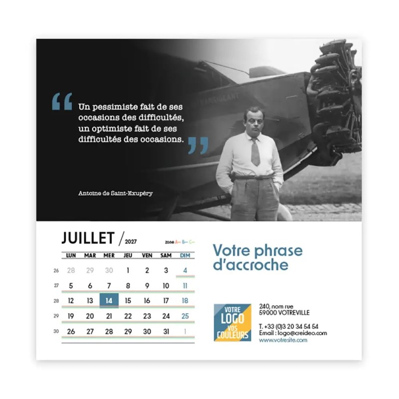 Calendrier chevalet carré (15x15 cm) personnalisé - Citations 2