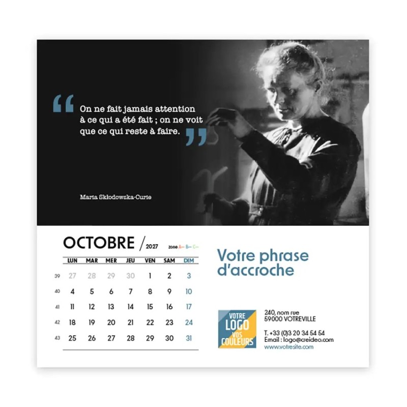 Calendrier chevalet carré (15x15 cm) personnalisé - Citations 2